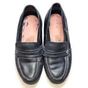 Thom McAn Karl Mens Loafers 8.5W Wide Black Leather Upper NO INSOLES Well Worn